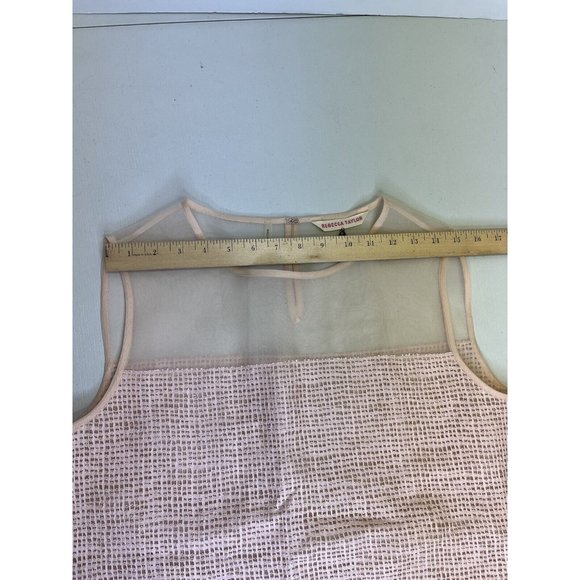 Rebecca Taylor Soft Pink Silk Net Lace Blouse Silk Top Tank Size 6 - Picture 13 of 14